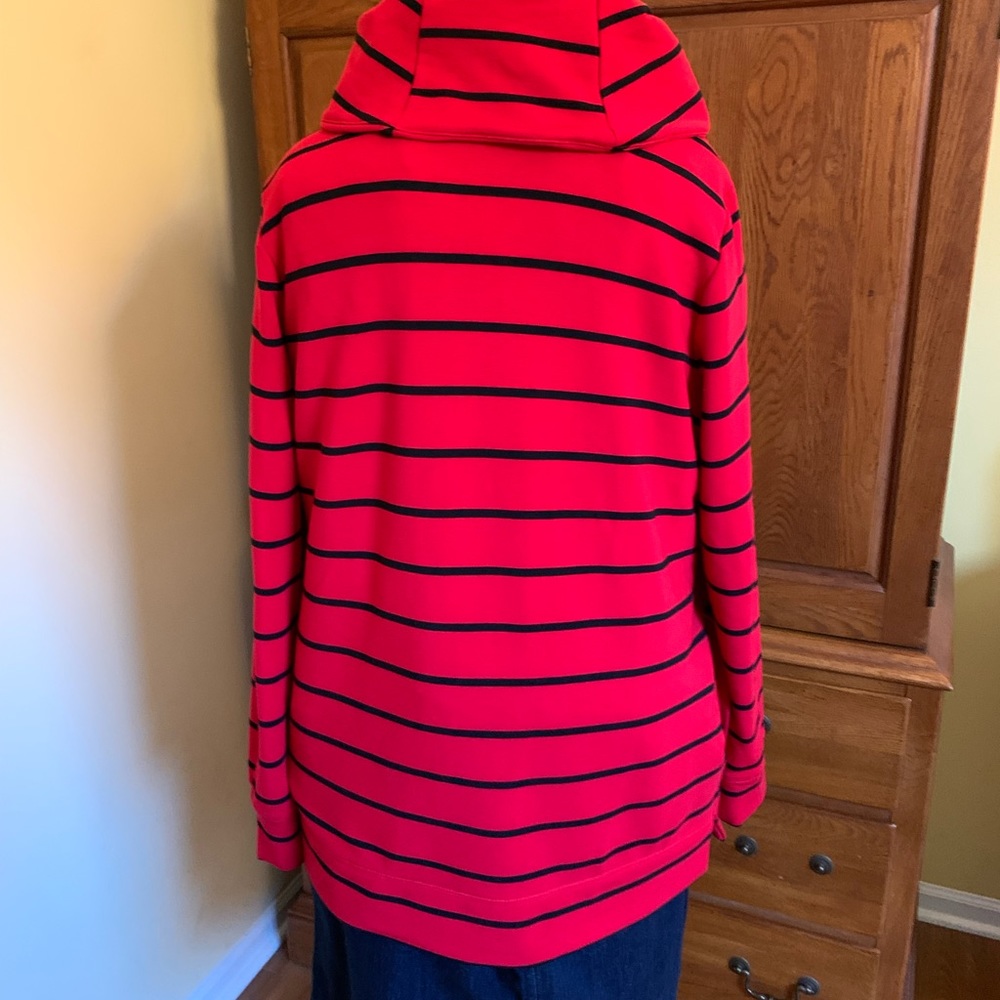 Lauren Ralph Lauren stripped cowl neck tunic pockets - Picture 2 of 8